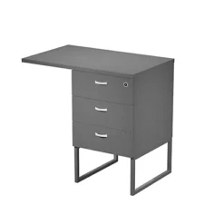 Linea Square Cassettiera Alta A 3 Cassetti Con Gambe Metalliche E Top, 80 X 50 X 74,4 Cm Cassettiera Antracite, Gamba Antracite Opaco