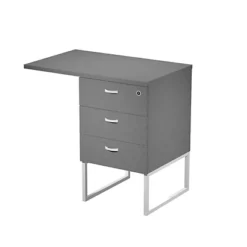 Linea Square Cassettiera Alta A 3 Cassetti Con Gambe Metalliche E Top, 80 X 50 X 74,4 Cm Cassettiera Antracite, Gamba Bianca