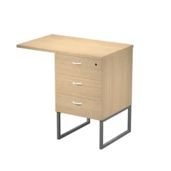 Linea Square Cassettiera Alta A 3 Cassetti Con Gambe Metalliche E Top, 80 X 50 X 74,4 Cm Cassettiera Rovere, Gamba Antracite Opaco