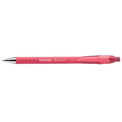 Paper Mate FlexGrip Ultra Penna A Sfera A Scatto, Punta Media Da 1 Mm, Fusto Gommato Rosso Con Grip, Inchiostro Rosso (confezione 12 Pezzi)
