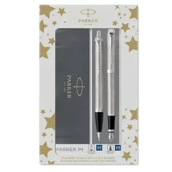 PARKER Gift Set DUO - IM Stainless Steel Sfera + Stilografica - Punta Media