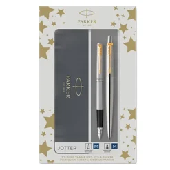 PARKER Gift Set DUO - Jotter Stainless Steel GT Sfera + Stilografica - Punta Media