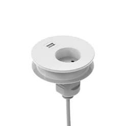 Passaspina Per Foro Ø 8 Cm, Con Porta USB, Bianco