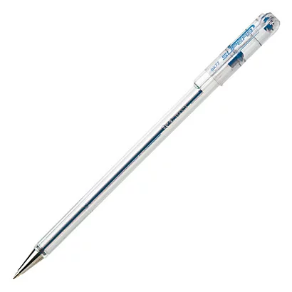 Pentel Superb Penna A Sfera Stick, Punta Media, Fusto In Plastica Traslucido Con Grip, Inchiostro Blu (confezione 12 Pezzi)
