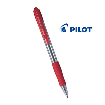 Pilot Super Grip Penna A Sfera A Scatto, Punta Fine, Fusto Rosso Con Grip, Inchiostro Rosso (confezione 12 Pezzi)