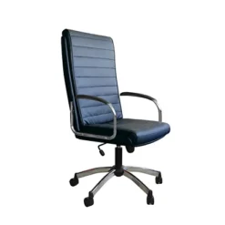 Poltrona Presidenziale Martina, Similpelle, Base E Braccioli Metallo Cromato Lucido, Nero