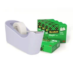 Scotch® Dispenser Tendinastro C18, Lavanda + 6 Rotoli Di Nastro Adesivo Invisibile Scotch® Magic™ 19 Mm X 33 M