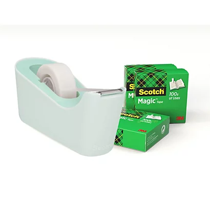 Scotch® Dispenser Tendinastro C18, Menta + 4 Rotoli Di Nastro Adesivo Invisibile Scotch® Magic™ 19 Mm X 33 M