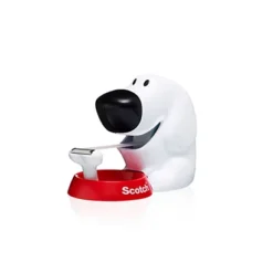 Scotch® Dispenser Tendinastro A Forma Di Cane, Bianco + 1 Rotolo Di Nastro Adesivo Invisibile Scotch® Magic™ 19 Mm X 8,89 M