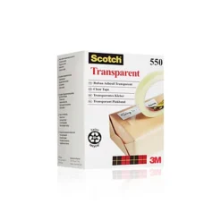 SCOTCH® Nastro Adesivo 550, Polipropilene Bi-orientato, Trasparente, 19 Mm X 66 M (confezione 8 Rotoli Confezionati Singolarmente)