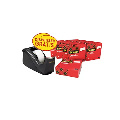 SCOTCH® Offerta Risparmio Dispenser Scotch® C60 Nero + 10 Nastri Adesivi Scotch® Crystal 19 Mm X 33 M