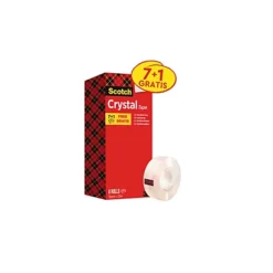 SCOTCH® Value Pack Nastro Adesivo Crystal, 19 Mm X 33 M, Trasparente (confezione 7 Rotoli + 1 In Omaggio)