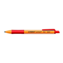 STABILO Pointball Penna A Sfera A Scatto, Punta Media, Fusto In Plastica Arancio E Rosso Con Grip, Inchiostro Rosso