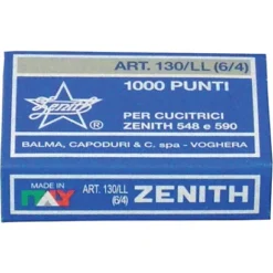 ZENITH Punti Metallici 130/LL, Passo 6 Mm, Gamba 4 Mm (Confezione 10.000 Pezzi)