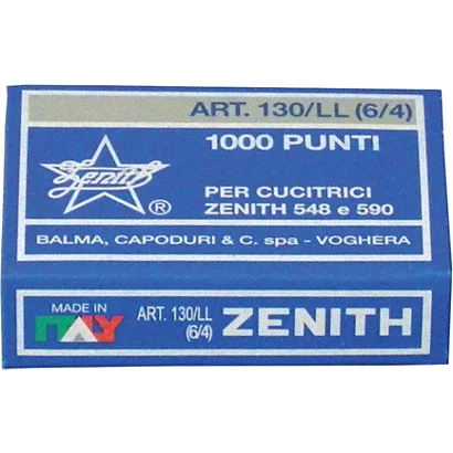 ZENITH Punti Metallici 130/LL, Passo 6 Mm, Gamba 4 Mm (Confezione 10.000 Pezzi)